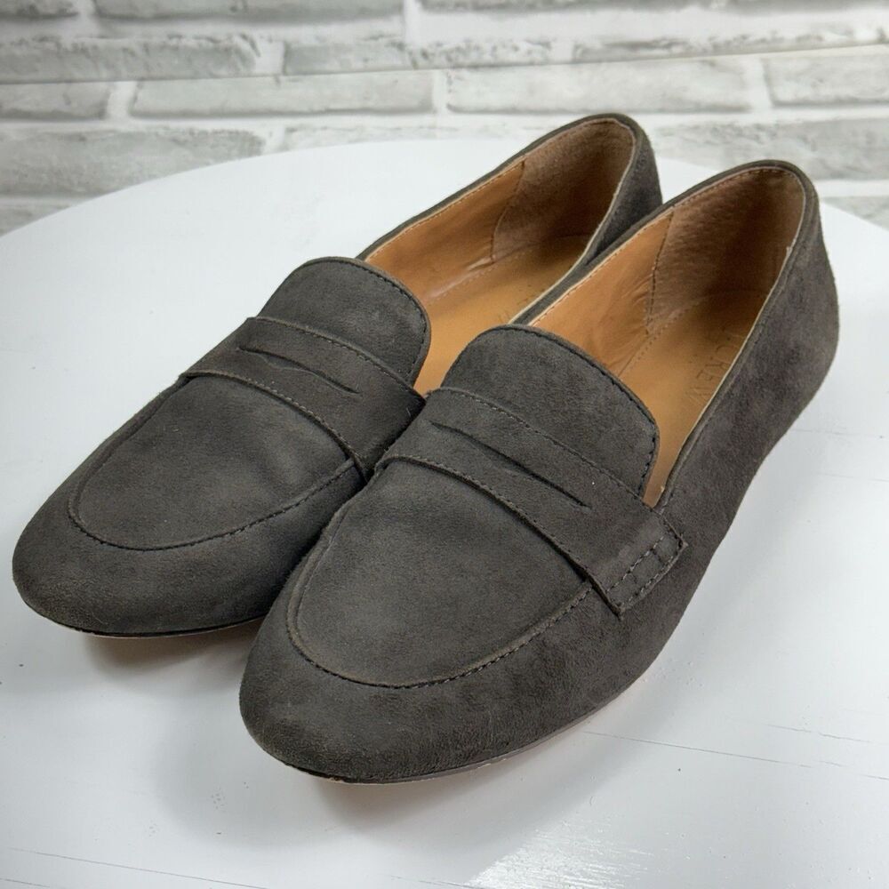 J.Crew Women's Size 7.5 Grey Suede Leather Comfort Penny Loafers - Picture 12 of 12